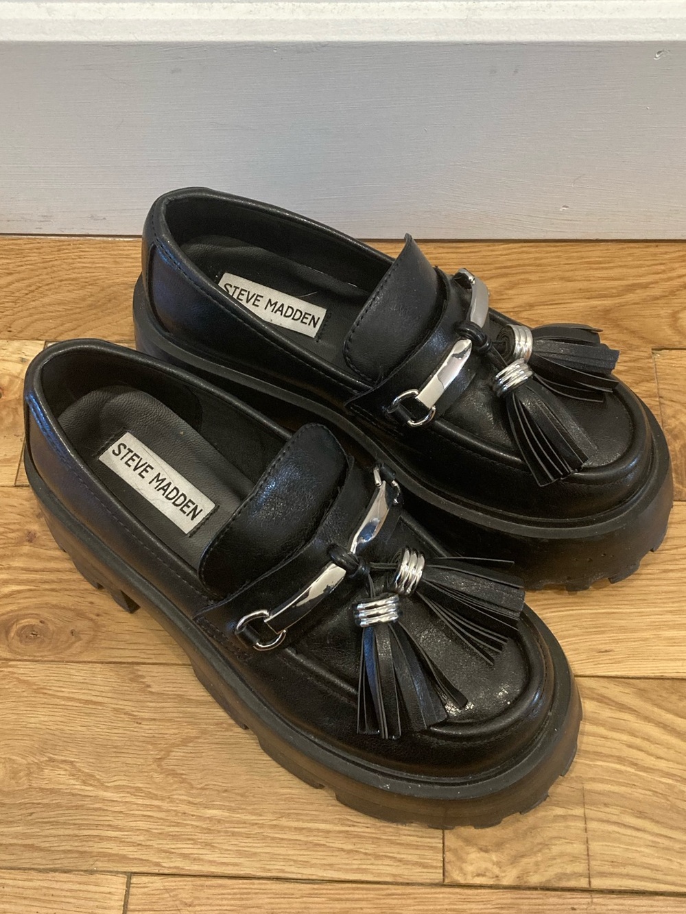 Steve Madden - Leather Tassel Platform Loafers